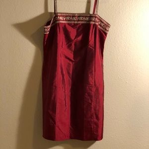 Petite Sophisticate cranberry red silk dress
